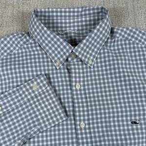 Vineyard Vines Men's XL On The Go Performance Gray Check Long Sleeve Button Down